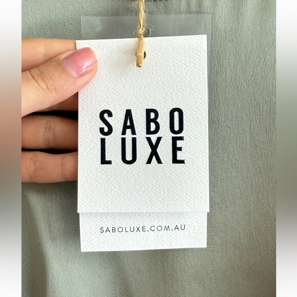 Sabo Dusty Sage Green Satin Long Sleeve Cutout Mini Dress - Picture 6 of 9